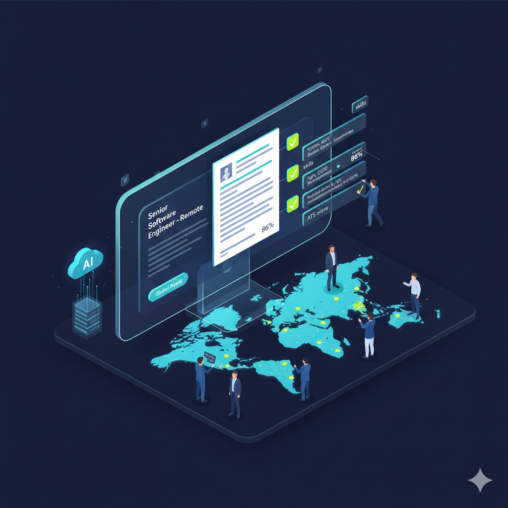 Illustration of a resume passing through an algorithmic filter before reaching a recruiter