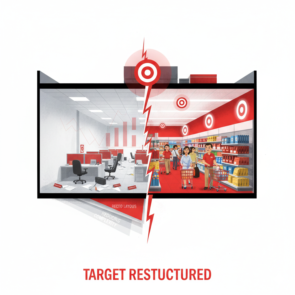 Target corporate layoffs visualization showing headquarters restructuring